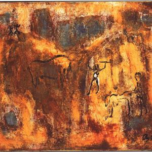 Abstract XIV, Lasceaux, Mischtechnik auf Leinwand, 2003, 60x73cm