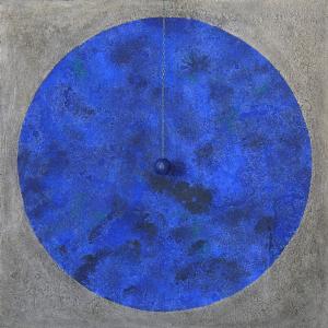 Blue universe, 90 x 90 cm, mixed media on canvas