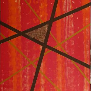 Structure and stripes in red, 120 x 100 cm, mixed technik on canvas