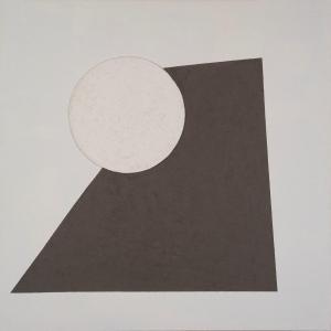 Kreis und Form auf Weiss, Mischtechnik, 130 x 130 cm, 2016